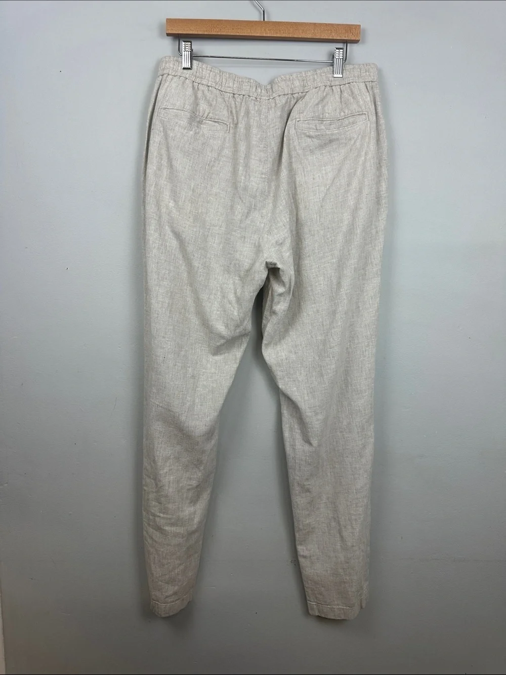 14th & Union Elastic Waist Linen Blend Trim Fit Pants Sz L